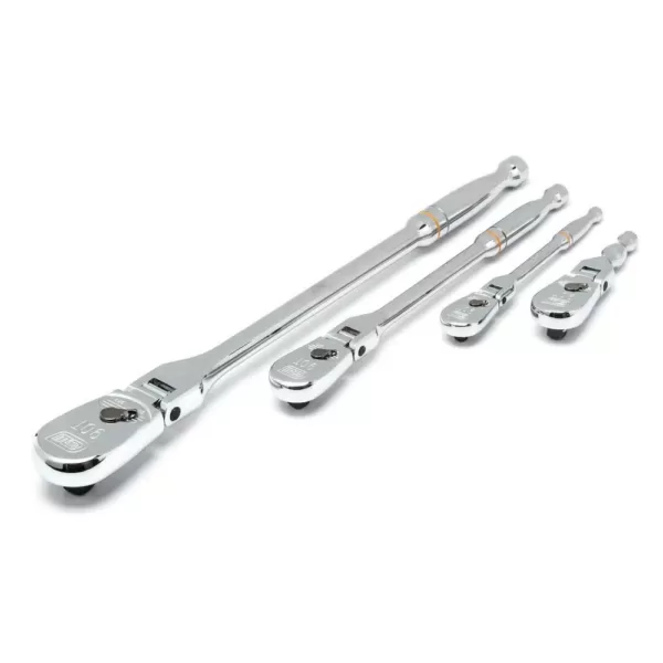 GEARWRENCH 1/4 in., 3/8 in. and 1/2 in. 90-Tooth Dual Material Flex Head Ratchet Set (4-Piece)