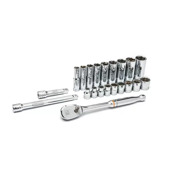 GEARWRENCH 3/8 in. Drive Ratchet and SAE Standard/Deep Socket Set (21-Piece)