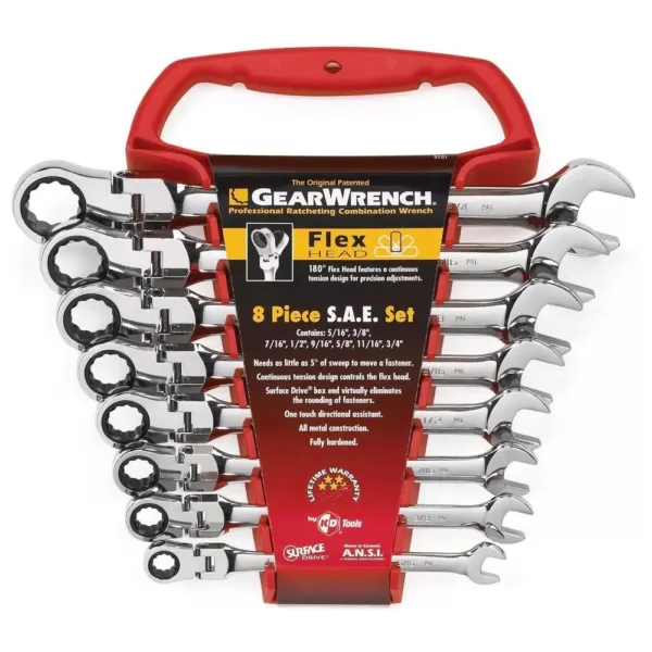 GEARWRENCH SAE Flex Ratcheting Wrench Set (8 per Pack)