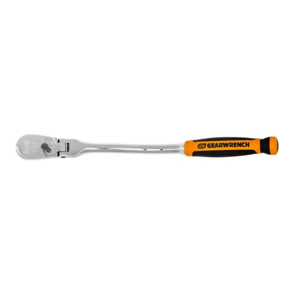 GEARWRENCH 3/8 in. Drive 90 Tooth Dual Material 12-1/4 in. Offset Flex Head Teardrop Ratchet