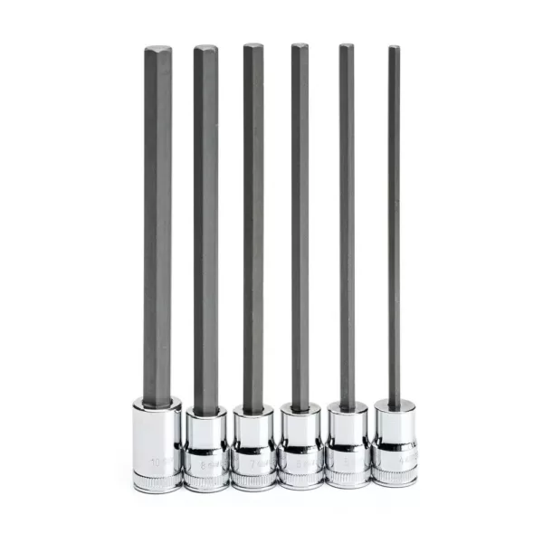 GEARWRENCH 3/8 in. Drive Long Length Hex Bit Metric Socket Set (6-Piece)