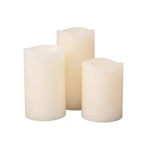 Gerson Bisque, Vanilla Scent Wax Black Wick LED Candle Set (3-Piece)