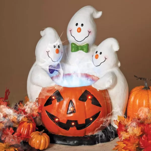 Gerson 22.24 in. H Magnesium Electric Smoking Jack-O-Lantern with Ghostly Trio