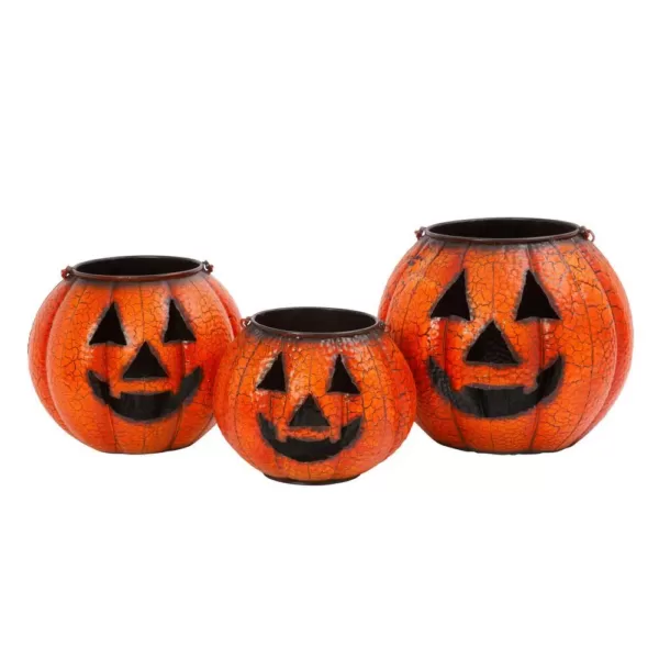 Gerson Assorted Metal Nested Jack-O-Lanterns with Handles (Set of 3)