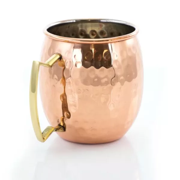 Gibson 18 oz. Copper Hammered Brass Muel Mugs (Set of 8)