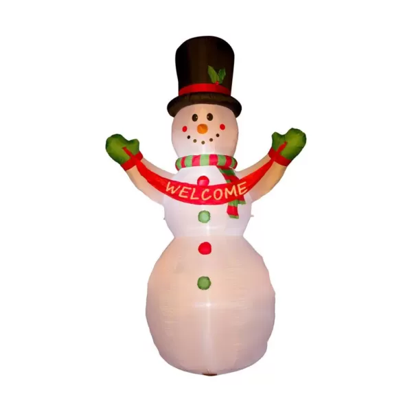 Glitzhome 12 ft. Lighted Inflatable Snowman with Welcome Decor