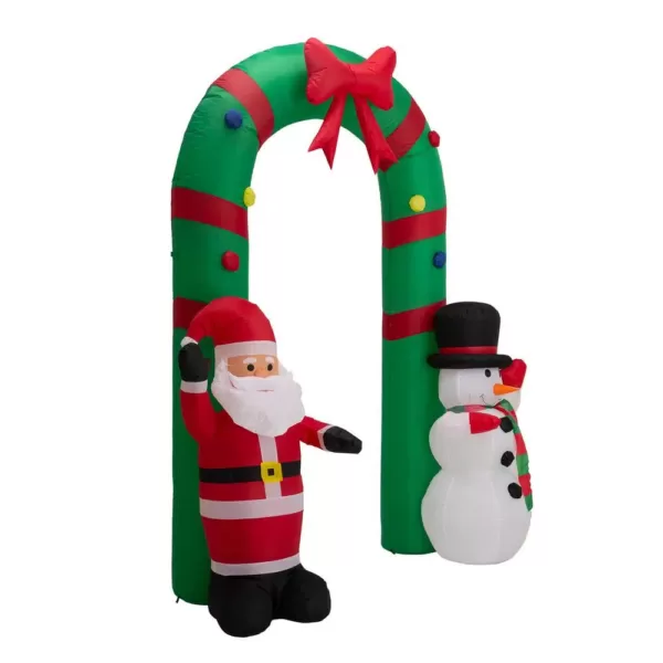 Glitzhome 8 ft. Inflatable Santa Snowman Gate Arch