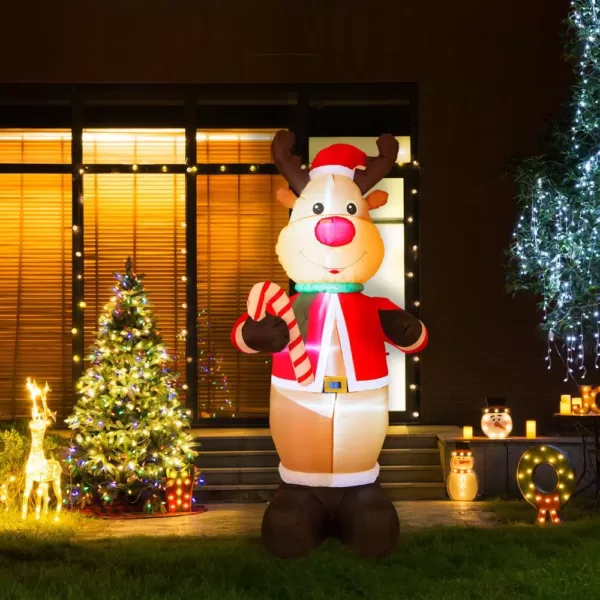 Glitzhome 8 ft. Lighted Inflatable Reindeer Decor