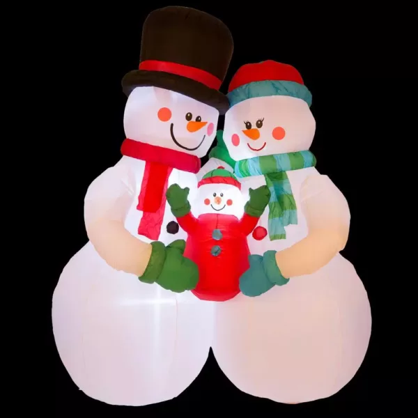 Glitzhome 8 ft. H Lighted Inflatable Snowman Family Decor