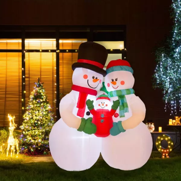 Glitzhome 8 ft. H Lighted Inflatable Snowman Family Decor