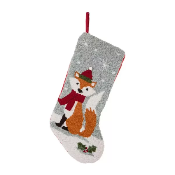 Glitzhome 19 in. L Fox Hooked Stocking