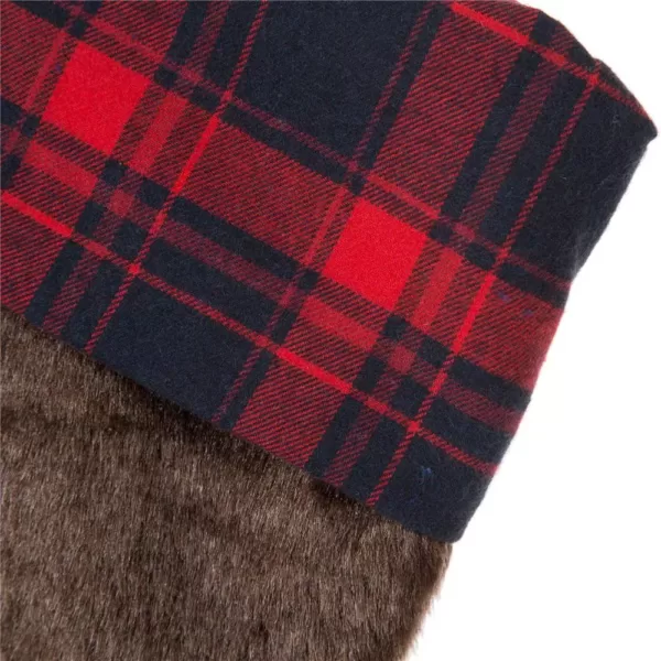 Glitzhome 19 in. L Plush Stocking with Plaid Cuff