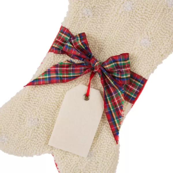 Glitzhome 12.5 in. Hooked Christmas Decor Stocking with Bone Shape