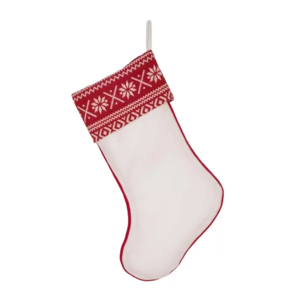 Glitzhome 21 in. L White Fleece Christmas Stocking - Merry Christmas