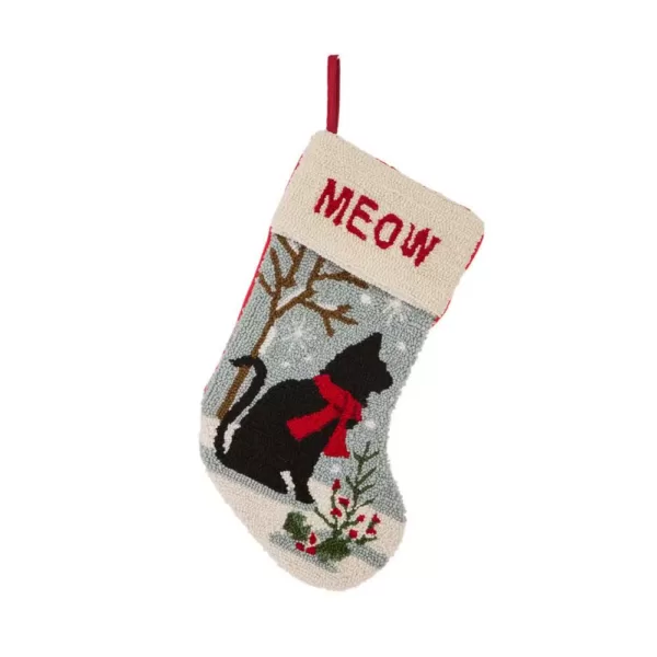 Glitzhome 21 in. Polyester and Acrylic Hooked Cat and Dog Stocking (2-Pack)