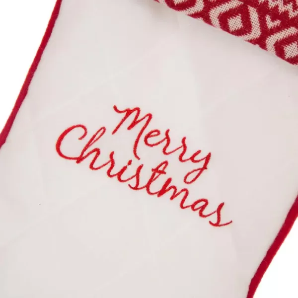 Glitzhome 21 in. White Fleece Polyester Christmas Decoration Stocking (2-Pack)