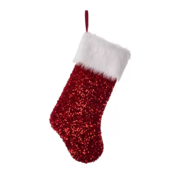 Glitzhome 21 in. H Red Sequin Christmas Stocking