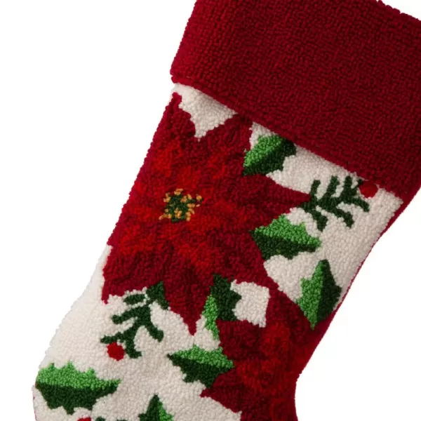 Glitzhome 21.00 in. H Acrylic/PolyesterPoinsettia Hooked Stocking