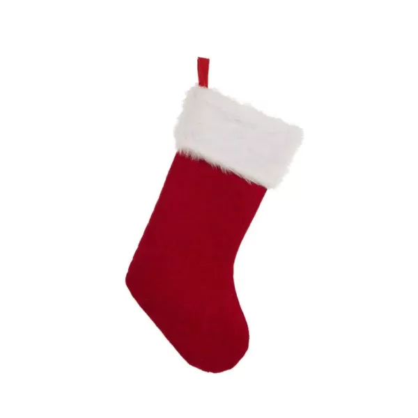 Glitzhome 20 in.  Polyester Knitted Stocking with Faux Fur Cuff (2-Pack)