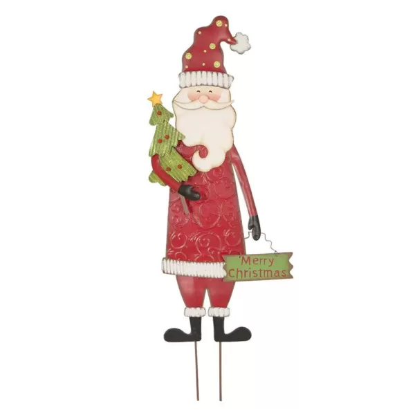 Glitzhome 36 in. H Iron Santa Yard Stake