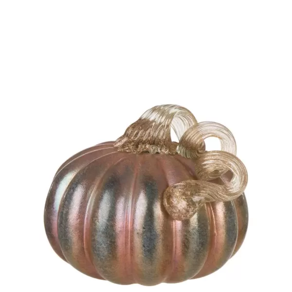 Glitzhome S/2 5.91 in. Blue/Gold GlitteryGlass Pumpkin