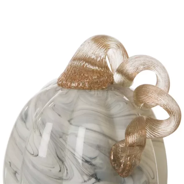 Glitzhome 5.71 in. H Gray Marble Tall Glass Pumpkin