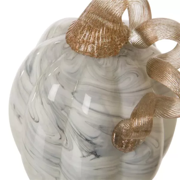 Glitzhome 5.71 in. H Gray Marble Tall Glass Pumpkin