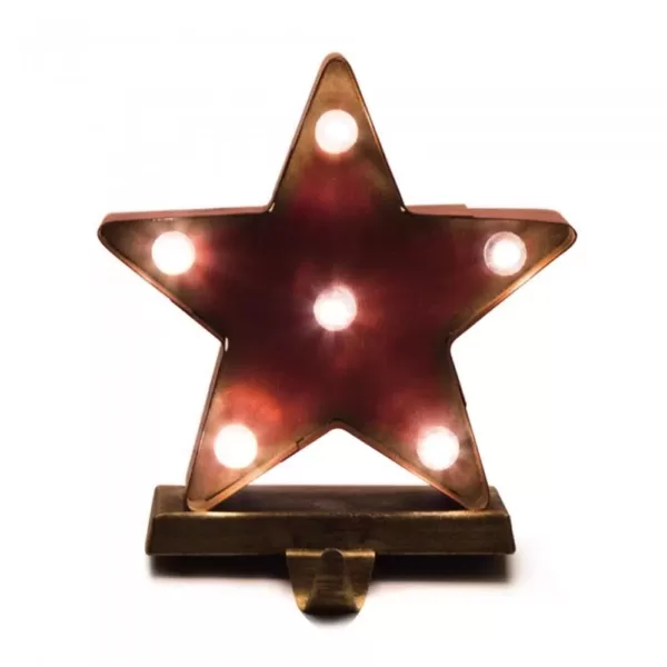 Glitzhome 8.48 in. H Marquee LED Star Stocking Holder