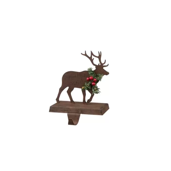 Glitzhome 6.50 in. H Wooden/Metal Reindeer Stocking Holder