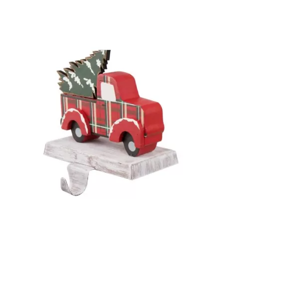 Glitzhome 6.12 in. H Wooden/Metal Red Truck Stocking Holder