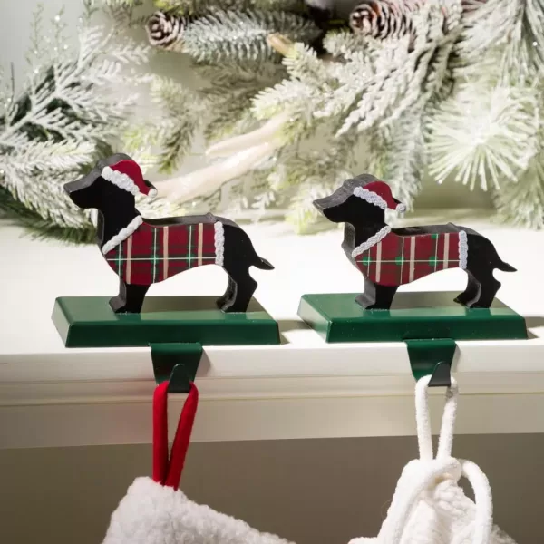 Glitzhome Wooden/Metal Dachshund Stocking Holder (Set of 2)