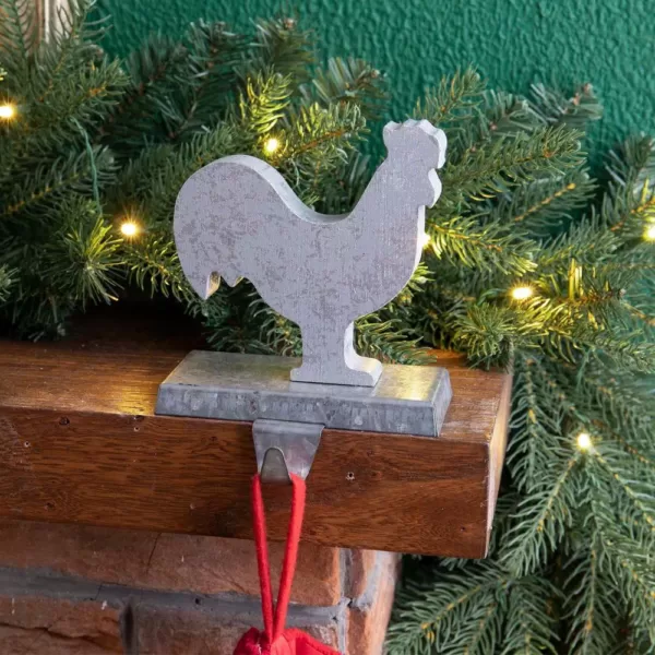 Glitzhome 6.1 in. L Galvanized Metal Cock Stocking Holder