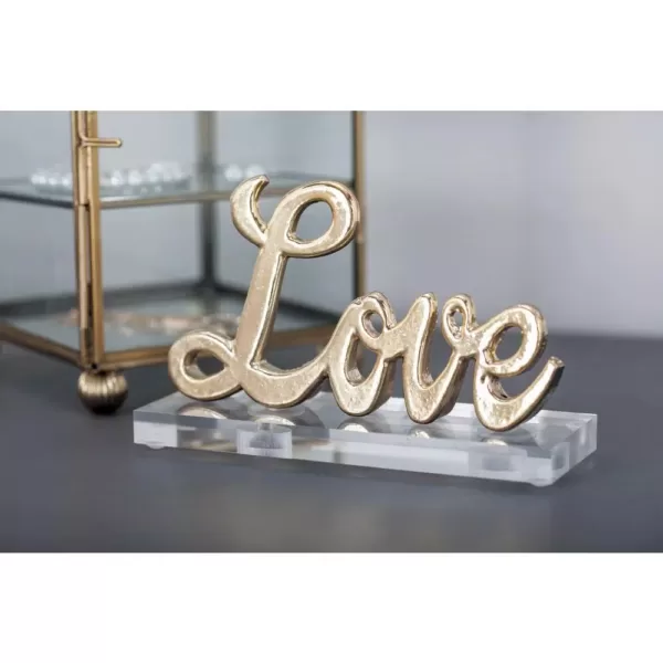 LITTON LANE 6 in. x 3 in. Modern Gold and Silver Aluminum "Love" Letter Cut-Outs (Set of 2)