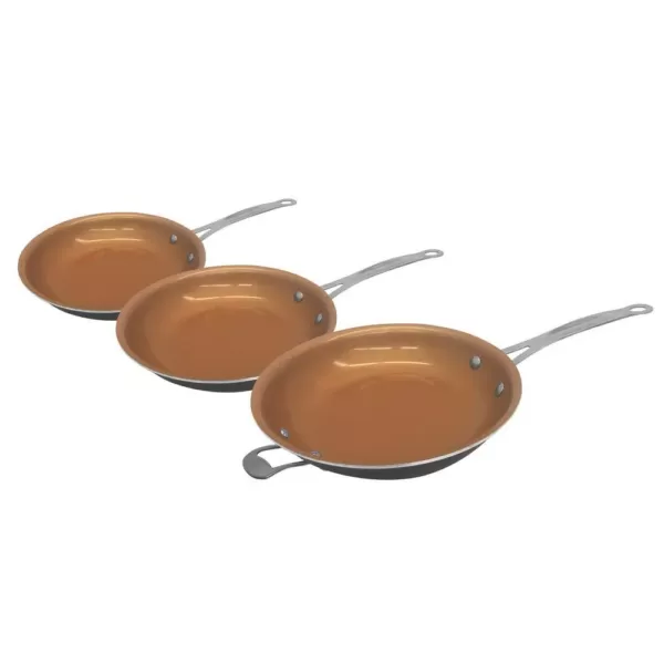 Gotham Steel 3 Piece Non-Stick Ti-Ceramic Round Fry Pan Set