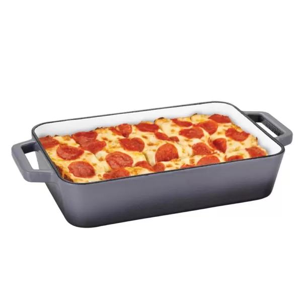 AMERCOOK LA PLURIEL 11.8 in. Cast Iron Roasting Pan in Gray