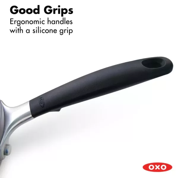 OXO Good Grips 9.5 in. Hard-Anodized Aluminum Nonstick Skillet in Gray with Glass Lid