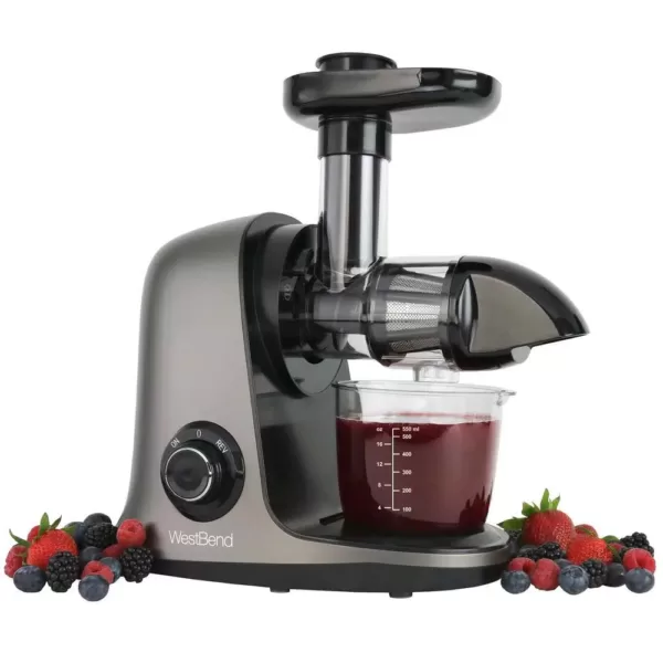 West Bend Cold Press Juicer Extractor Machine, Masticating Slow Juicer Quiet Motor For Juicing Fruits, Vegetables and Greens