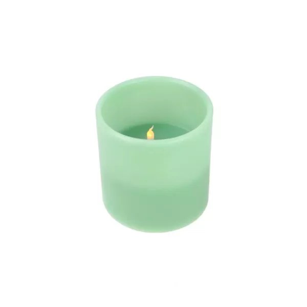 Northlight 6 in. Sage Green Battery Operated Flameless LED Lighted 3-Wick Flickering Wax Christmas Pillar Candle