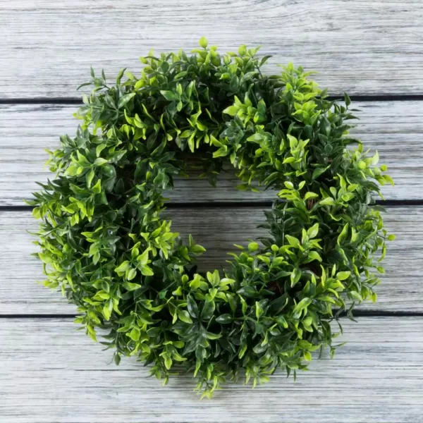 Pure Garden 11.5 in. Artificial Opal Basil Leaf Wreath