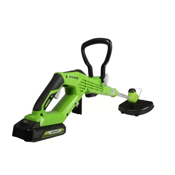 Greenworks 11 in. 24-Volt Battery Cordless TORQDRIVE String Trimmer with 2.0 Ah USB Battery and Charger Included ST24B214