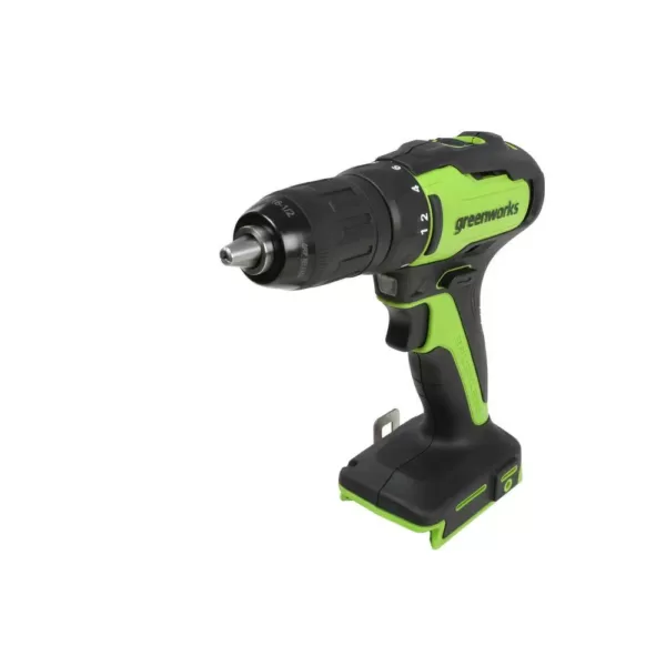 Greenworks 24-Volt Battery Cordless Brushless 1/2 in. Drill/Driver, Battery Not Included DD24L00