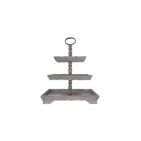 3R Studios Bungalow Lane Grey 3Tier Decorative Tray