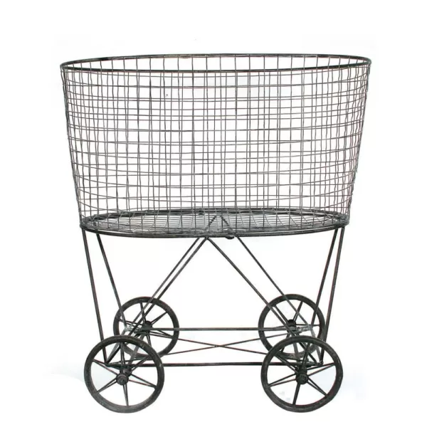 3R Studios Vintage Metal Basket with Wheels