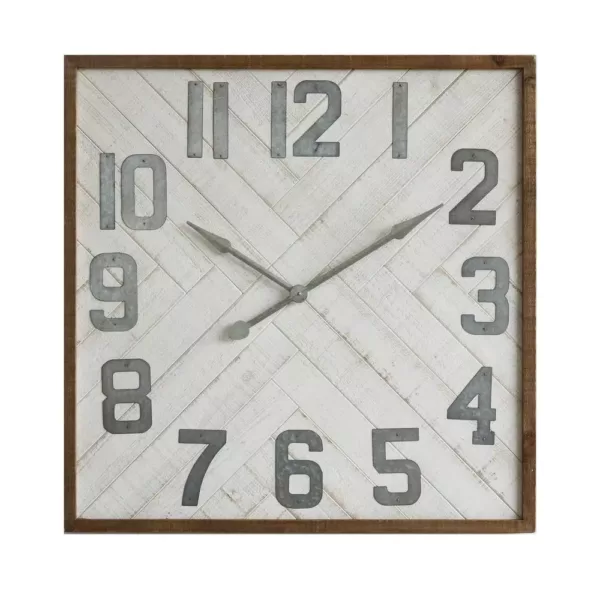 3R Studios Grey Square Wood and Metal Wall Clock