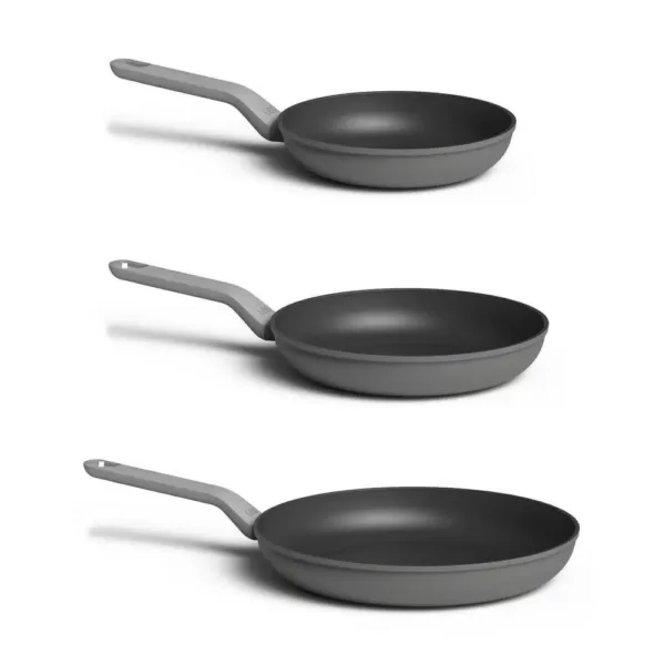 BergHOFF Leo 3-Piece Aluminum Nonstick Frying Pan Set in Grey