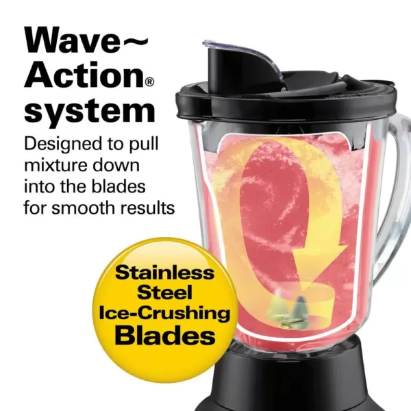 Hamilton Beach Wave Crusher 40 oz. 6-Speed Gray Blender with 20 oz. Travel Jar