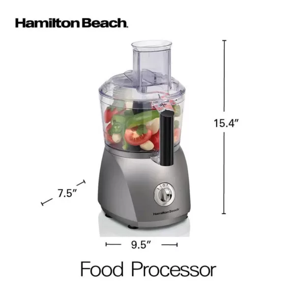 Hamilton Beach 10-Cup 3-Speed Grey Food Processor with 6 Functions