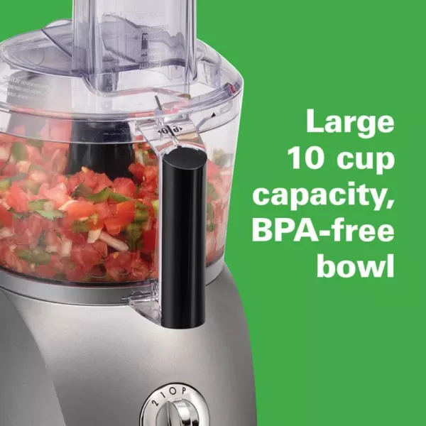 Hamilton Beach 10-Cup 3-Speed Grey Food Processor with 6 Functions