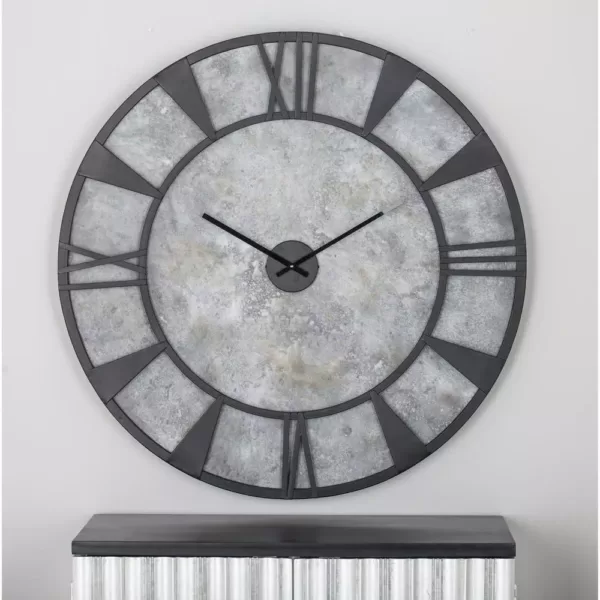 LITTON LANE 35 in. x 35 in. Modern Iron and Wood Wall Clock