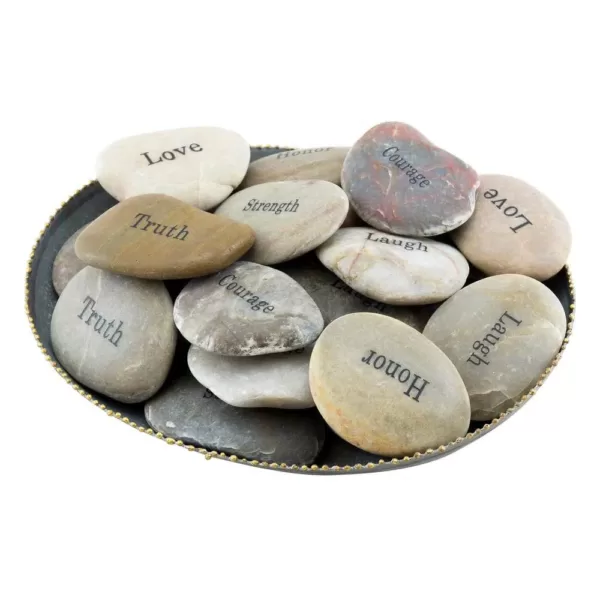 Stonebriar Collection Inspirational Engraved Natural River Stones (Set of 25)